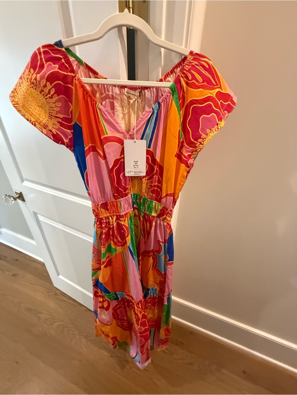 Vibrant Floral Multicolor Midi Dress size XL Maude Vicente